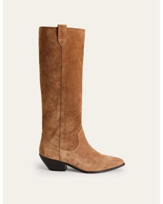 Boden Brown Western Suede Knee High Boots
