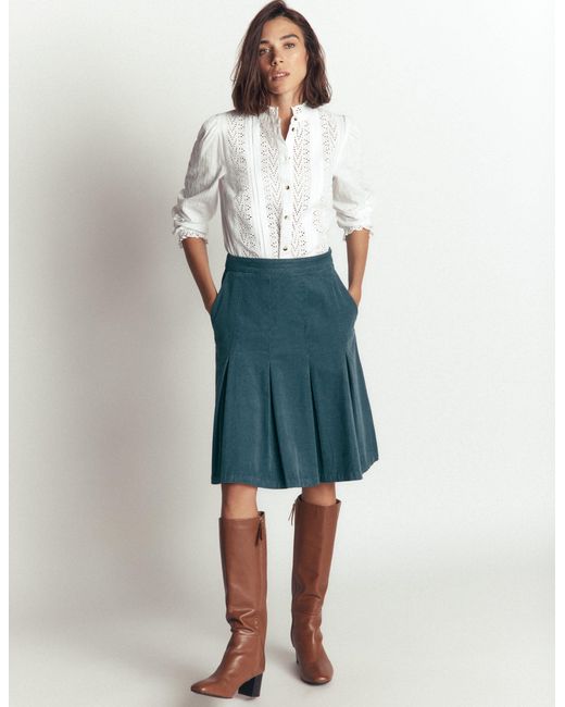 Boden Blue Flippy Cord Skirt