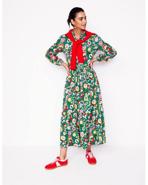 Boden Green Willow Tiered Jersey Dress