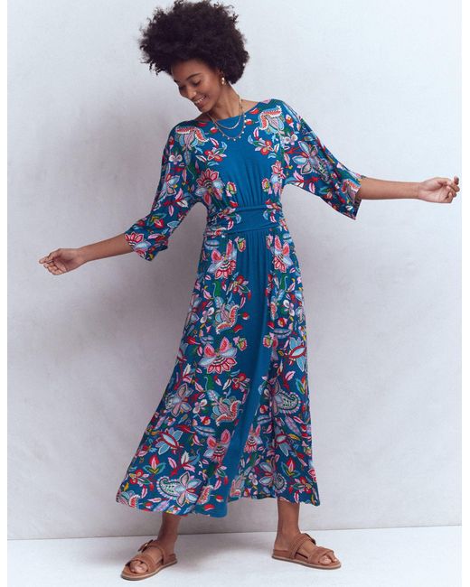 Boden Blue Imelda Kimono Jersey Dress- Botanical Trail