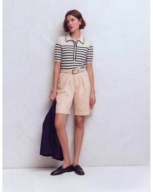 Boden White Denim Bermuda Shorts