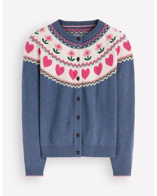 Boden Blue Edie Fair Isle Cardigan