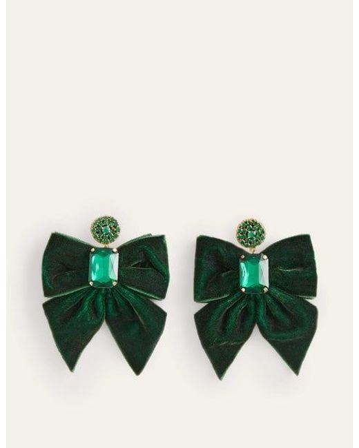 Boden Green Party Bow Earrings