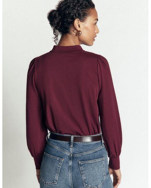 Boden Blue Isla Funnel Neck Button Blouse