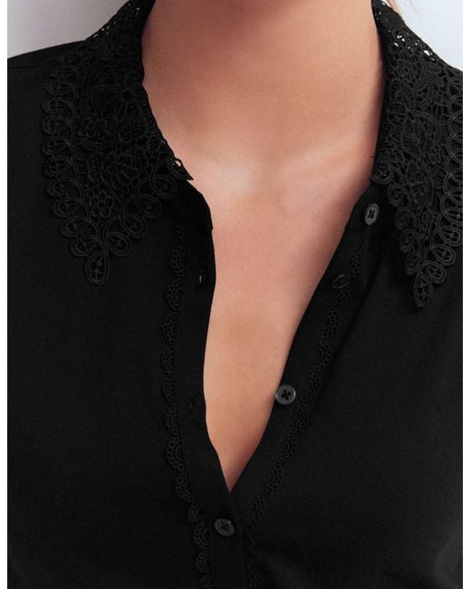 Boden Blue Nessa Broderie Collar Blouse