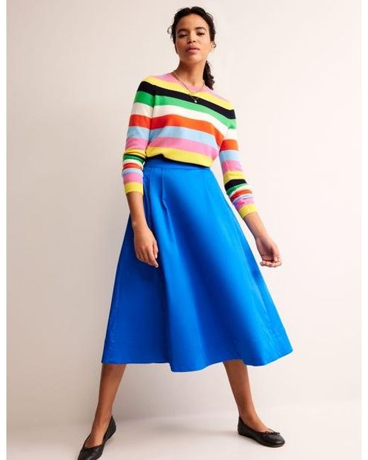 Boden Blue Isabella Cotton Sateen Skirt