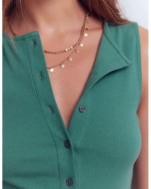 Boden Blue Evie Button Through Rib Vest Top