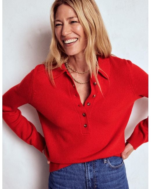 Boden Red Kaschmirpullover Mit Kragen