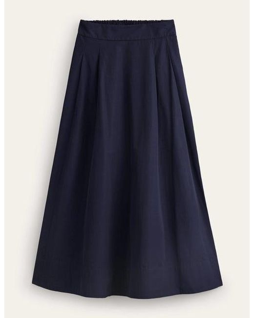 Boden Blue Taffeta Pull-on Midi Skirt