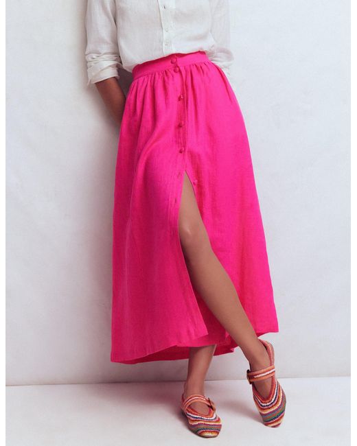 Boden Pink Emma Linen Maxi Skirt