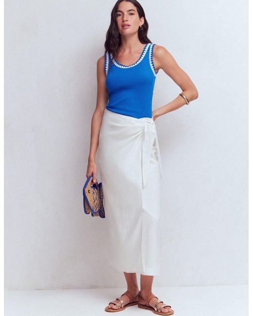 Boden Blue Maddie Trim Detail Vest Top
