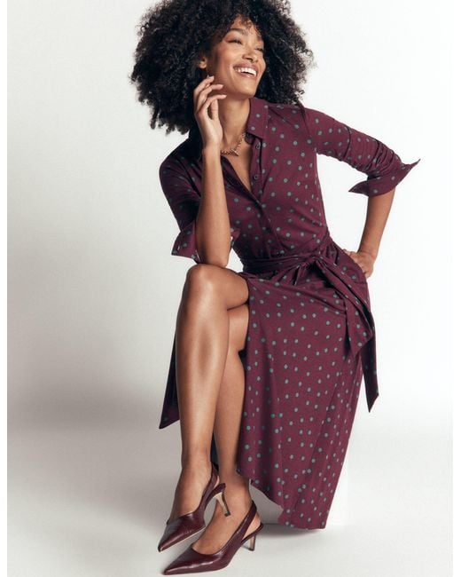 Boden Purple Marcia Jersey Shirt Dress
