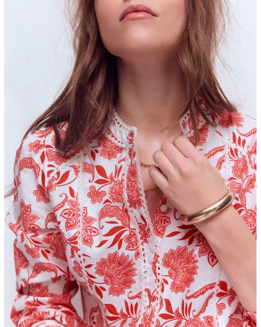 Boden Red Rhea Trim Insert Cotton Top