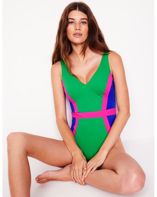Boden Green Syros V Neck Swimsuit