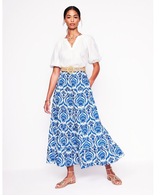 Boden Blue Nadia Poplin Maxi Skirt