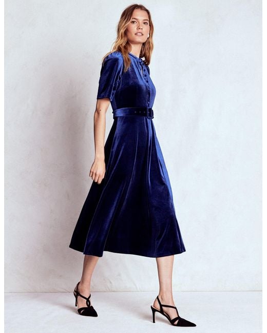 Boden Blue Kate Velvet Shirt Dress
