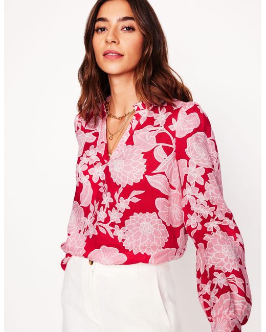 Boden Red Grace Linen Top