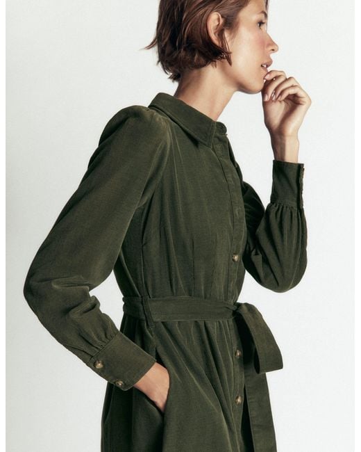Boden Green Maeve Cord Midi Shirt Dress