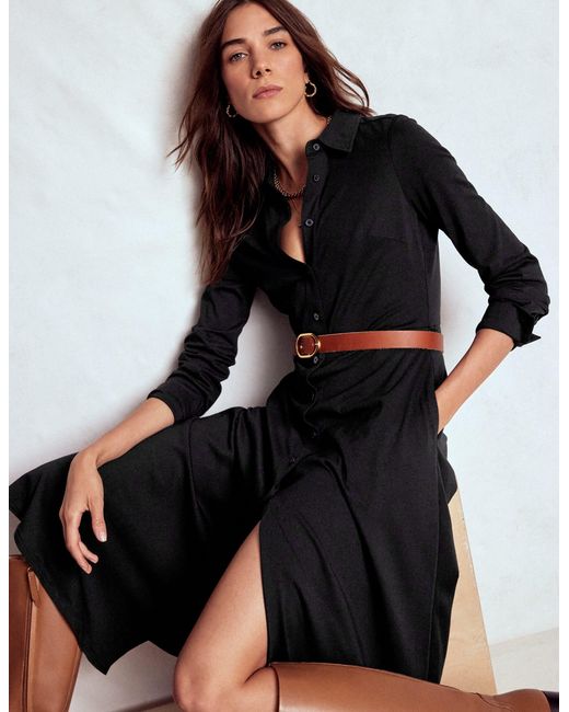 Boden Black Marcia Jersey Shirt Dress