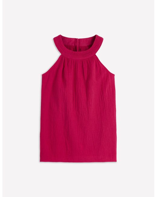 Boden Red Halter-Neck Double Cloth Top