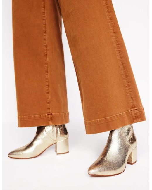 Boden Brown Block Heel Leather Ankle Bootsgold