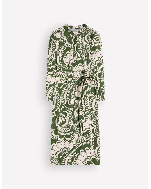 Boden Green Honor Column Jersey Midi Dress