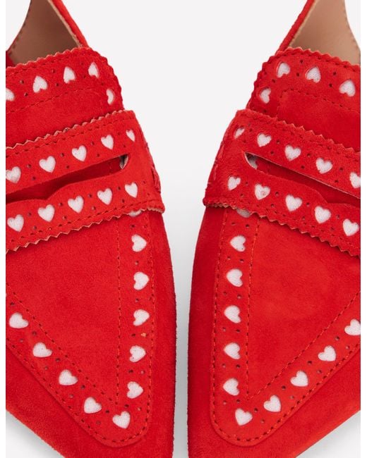 Boden Red Brogue Slingback Kitten Heel