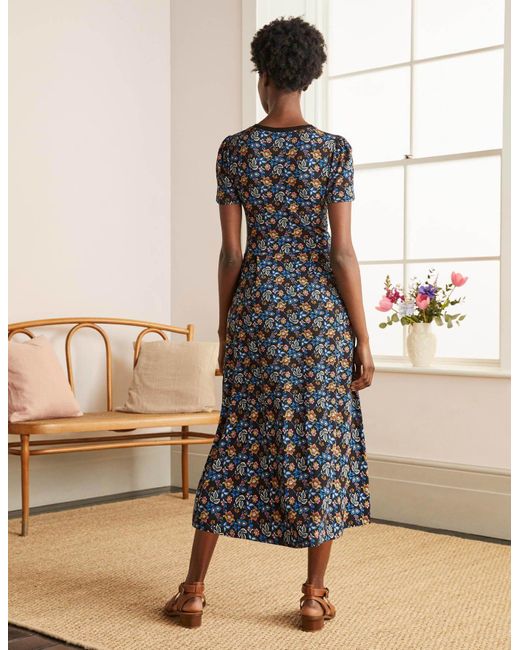 Boden Lucinda Jersey Midi Dress , Summer Chintz in Black