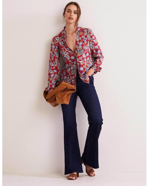 Boden Silk Shirt Red