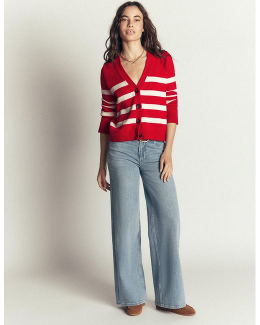 Boden Red Lucy Relaxed Cotton Cardigan