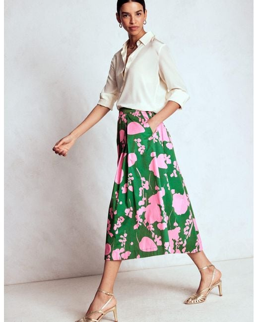 Boden White Verity Cotton Midi Skirt-Amazon, Dainty Sprigs