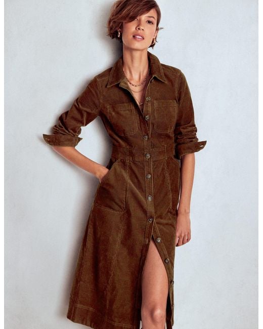 Boden Brown Amanda Cord Midi Dress