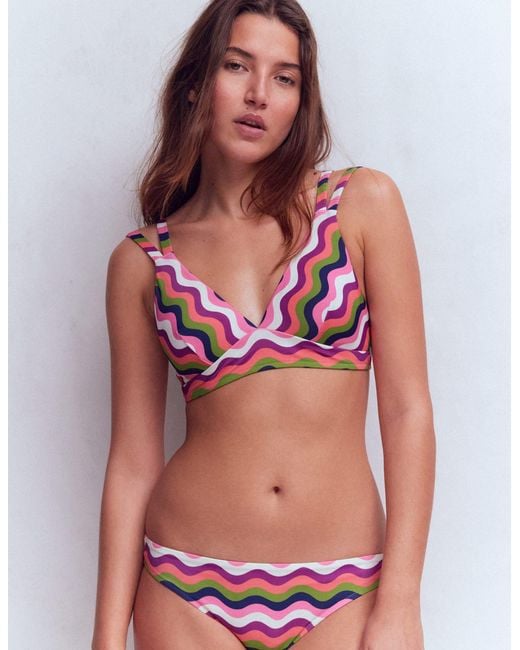 Boden Red Arles Bikini Top-Multi, Wavy Stripe
