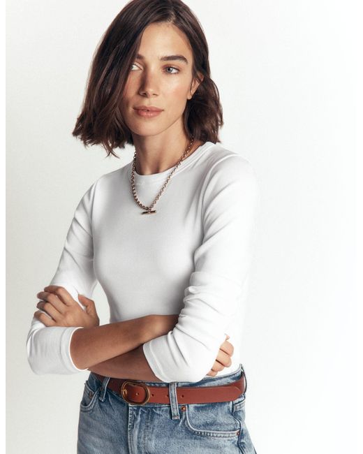 Boden White Annie Essential Crew Neck Top