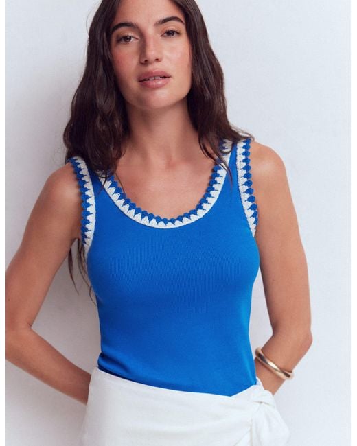 Boden Blue Maddie Trim Detail Vest Top