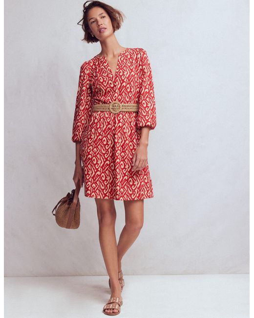 Boden Red Cathy Notch Neck Jersey Dress