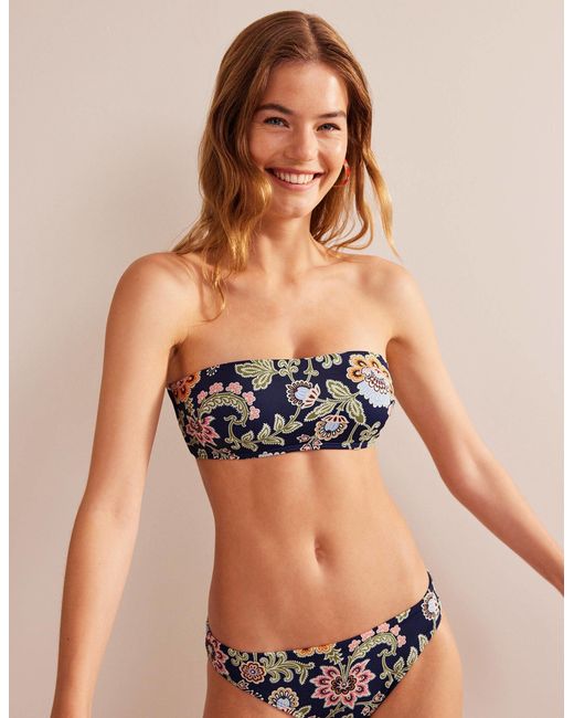 Boden Blue Support Bandeau Bikini Topmidnight, Multi Floral