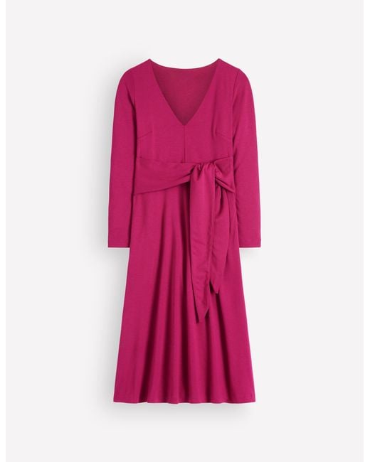 Boden Pink Tie Waist Ponte Dress