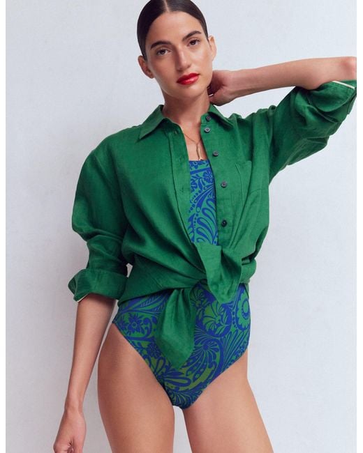 Boden Blue Twist Strap Swimsuit