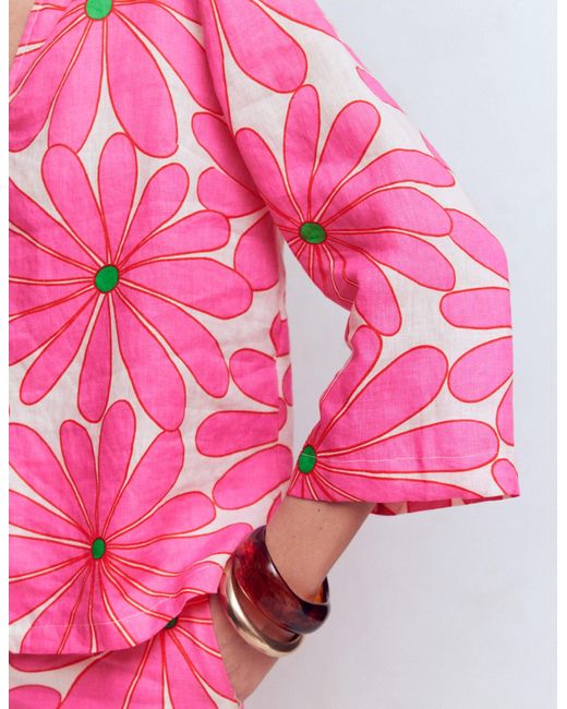 Boden Red Cleo Linen Top