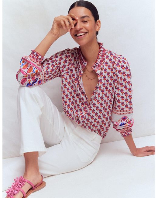 Boden Multicolor Effie Smocked Detail Shirt