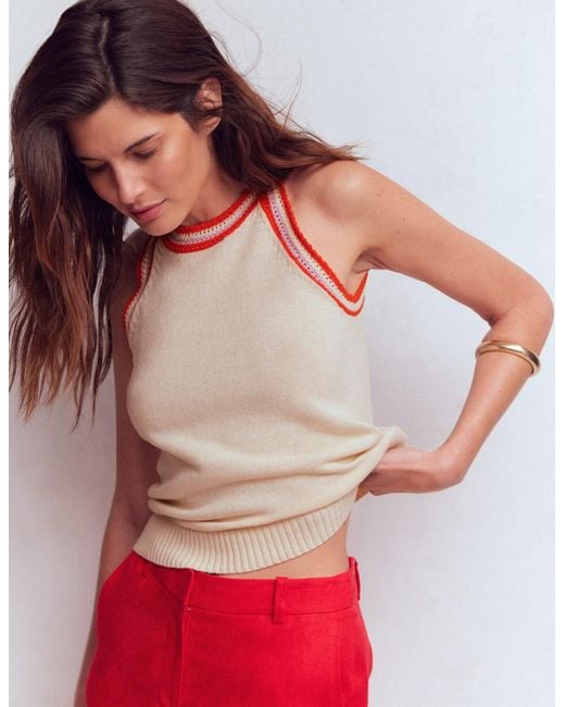 Boden Red Saffron Crochet Racer Tank