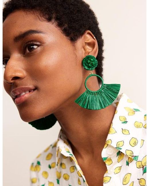 Boden Green Tassel Ring Earrings