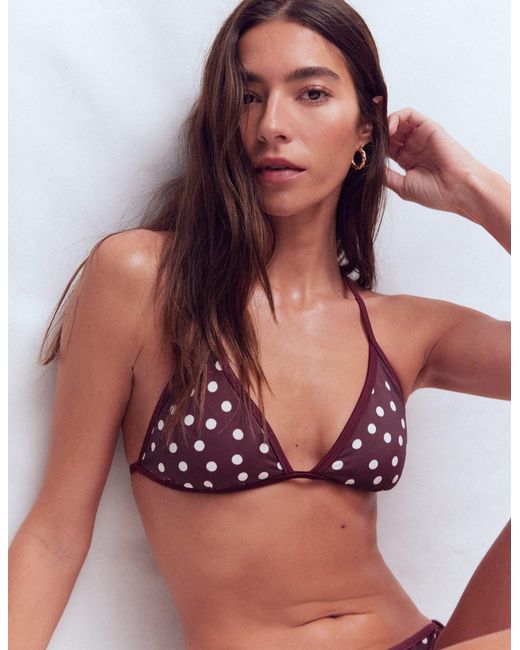 Boden Multicolor Symi Reversible Bikini Top-Chocberry, Stripe & Dot