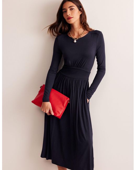 Boden Thea Long Sleeve Jersey Dress in Blue | Lyst UK