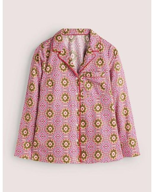 Boden Pink Bequemes Baumwollschlafanzughemd Damen