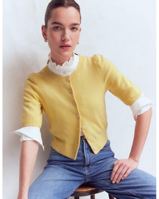 Boden Multicolor Cropped Cashmere Cardigan