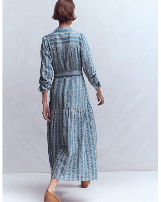 Boden Blue Ellie Cotton Maxi Shirt Dress