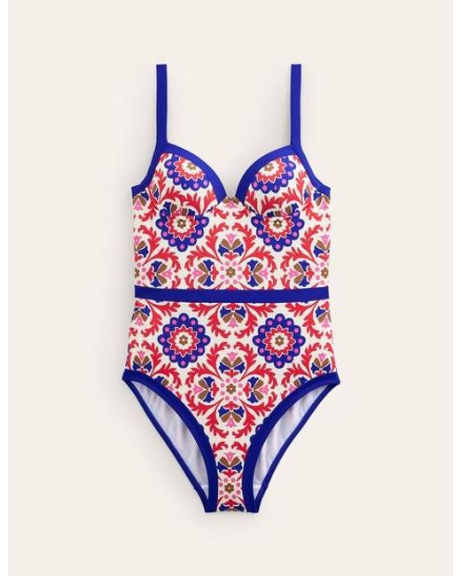 Boden Pink Colour Pop Cup Size Swimsuit Rubicondo, Mosaic Bloom