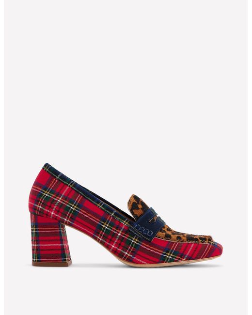 Boden Red Sol Block Heeled Penny Loafers